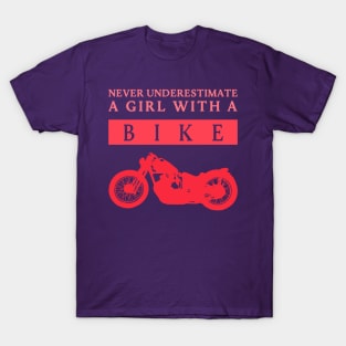 Never Underestimate a Bikergirl red T-Shirt